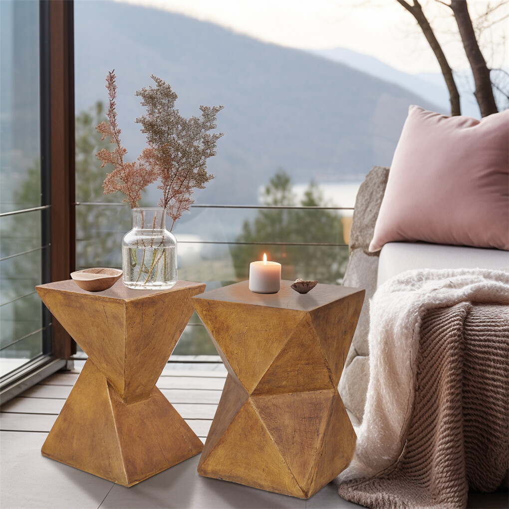 Twist Table Teak Root Shape Stool Pedestal Concrete Accent Table Coffee End Desk