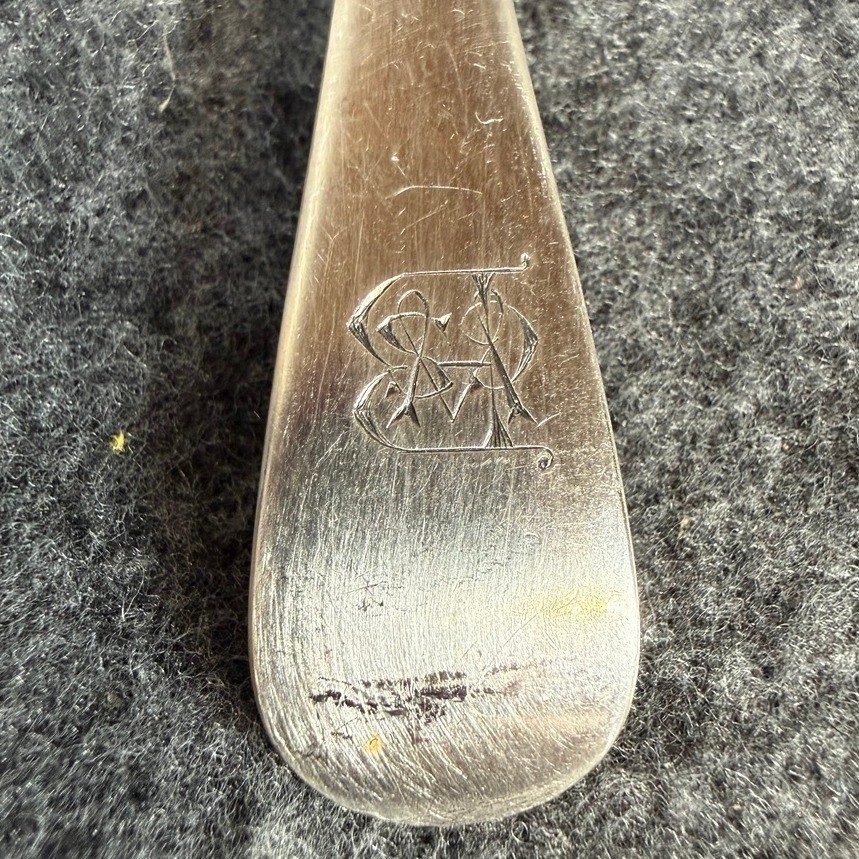 Antique William Page WP EP Silver Plate Teaspoon Monogrammed Fiddle Shell Spoon