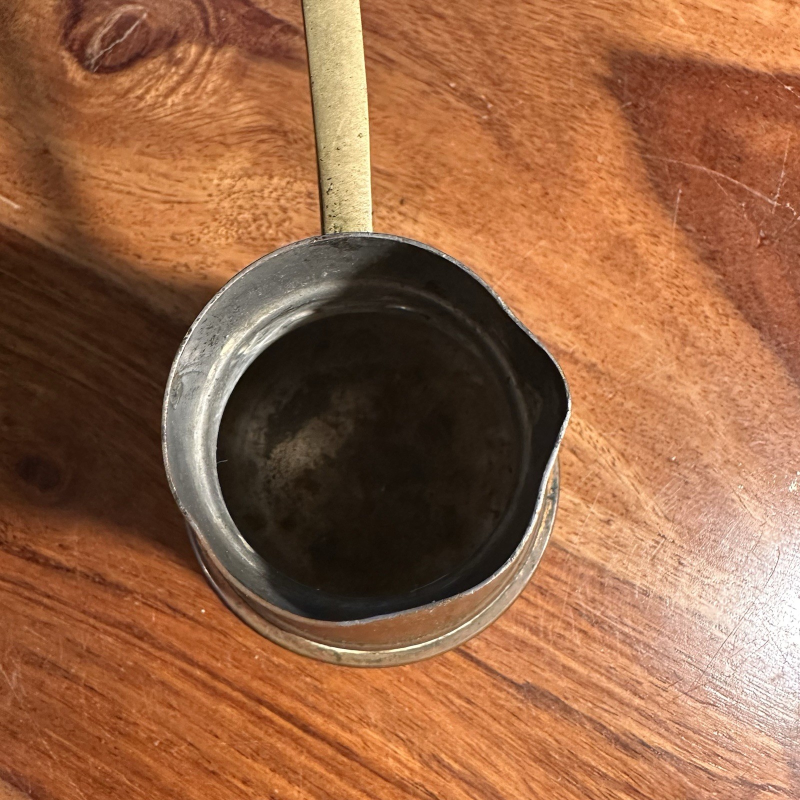 Victorian Antique Copper Measuring Cup Small Saucepan Brass Handle Marked No 2