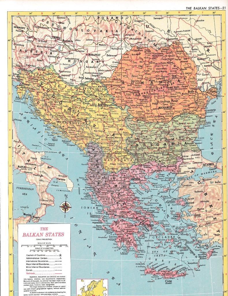 1953 Vintage The Balkan States Map / 9×12 Great size for Wall Art/ 70+ years old