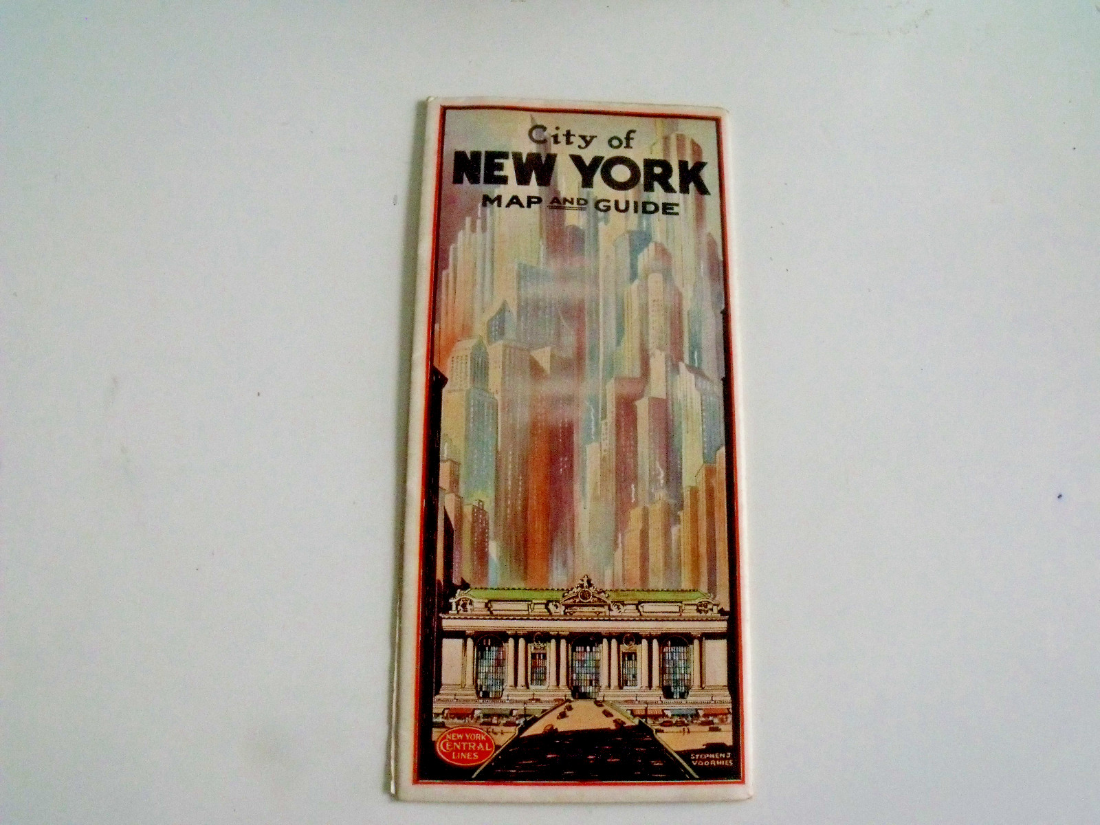 1930’s Art Deco Stephen J. Vorhies Artwork on City of NY Map & Guide