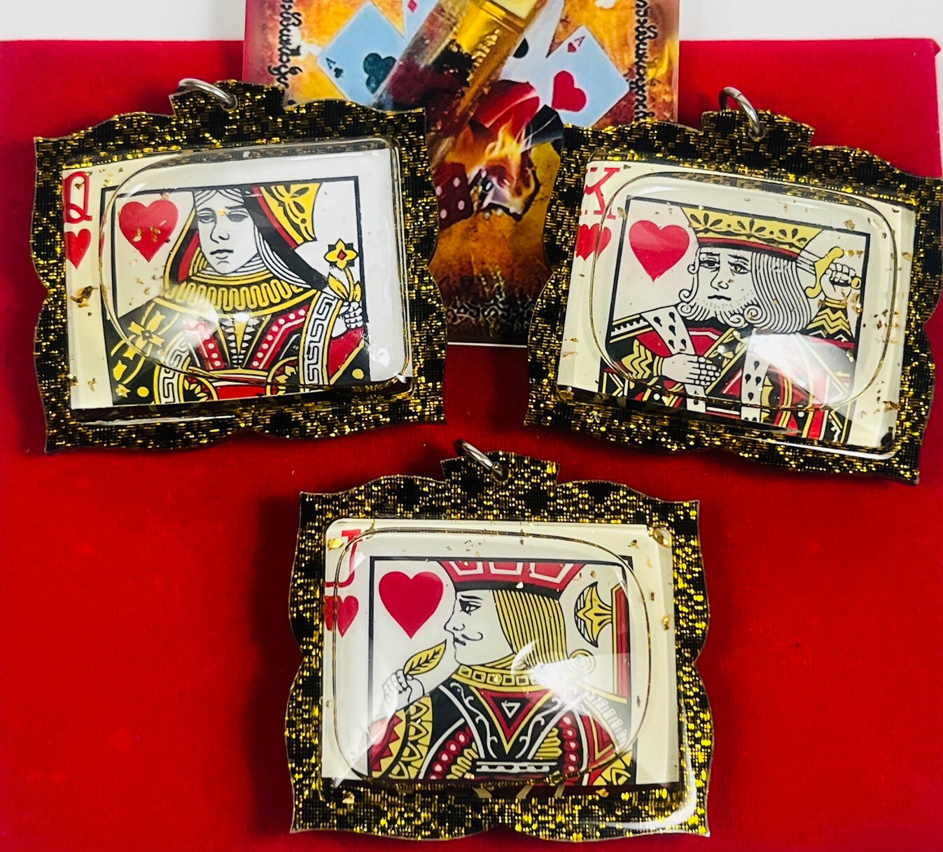 3PCS Winning Gambling Magic Card Locket Money Amulet Pendant Wealth Lucky Gamble