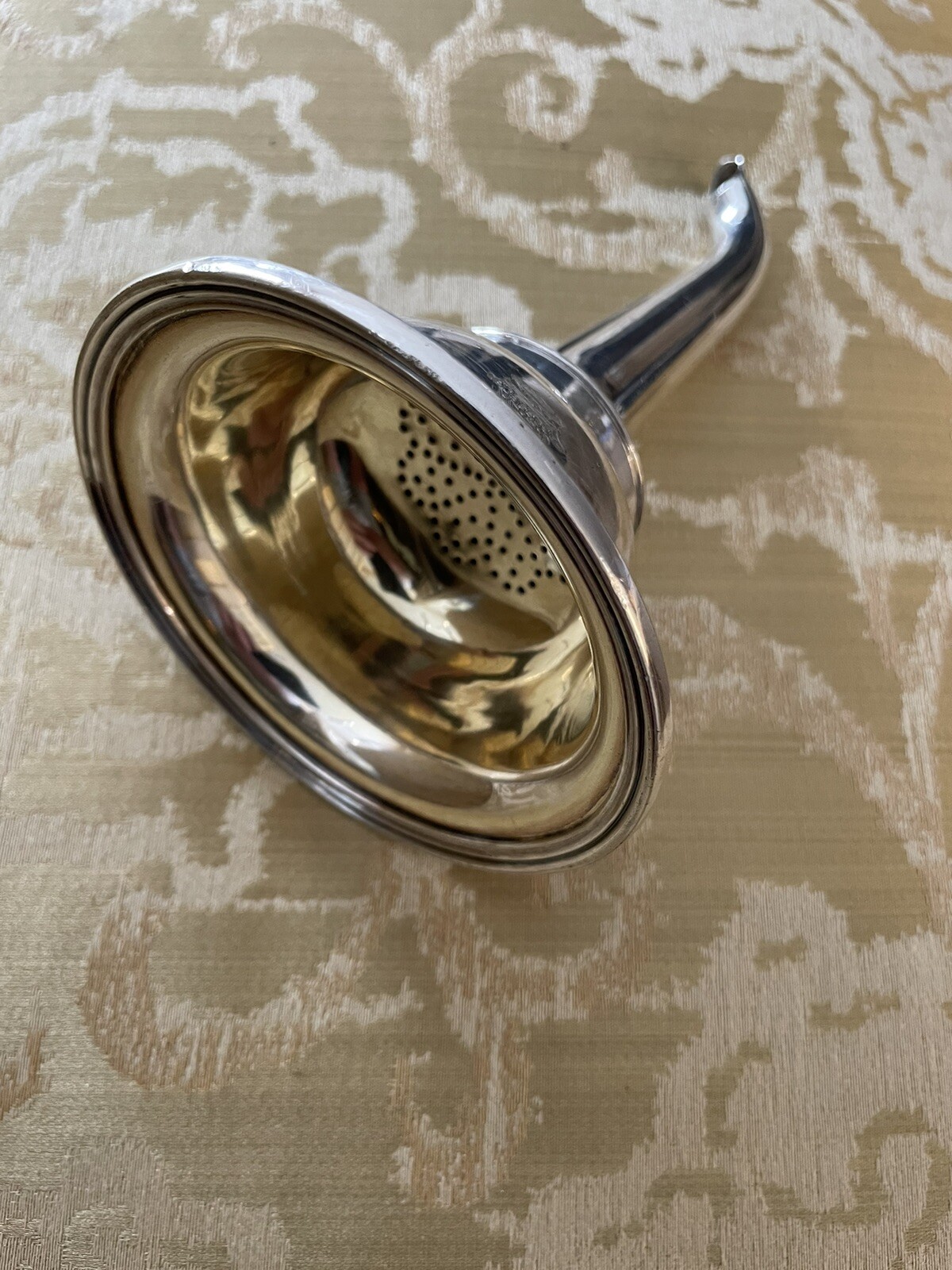 1856 ELKINGTON SHEIFFIELD PLATE WINE STRAINER FUNNEL ORIGINAL GILDING TWO PIECE
