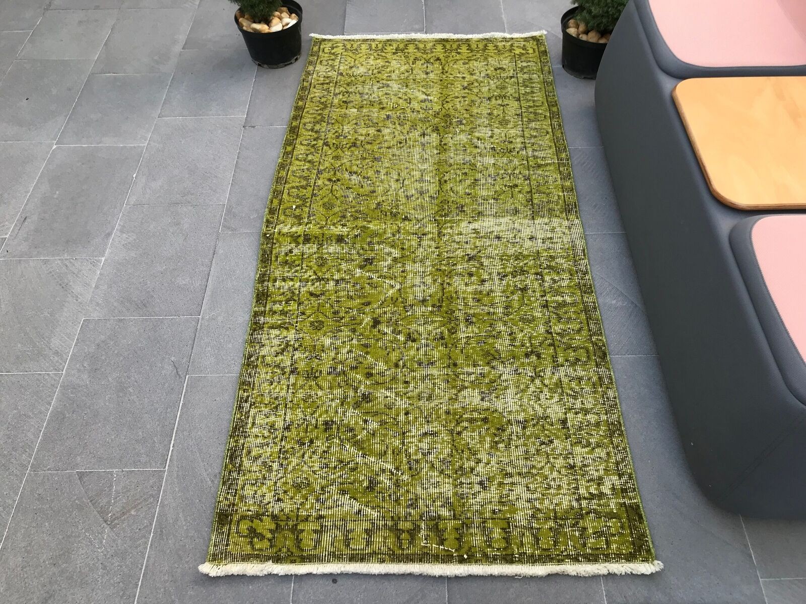 Vintage Rug, Bedroom Rugs, Turkish Rug, 3×6.1 ft Accent Rug, Oushak Rugs