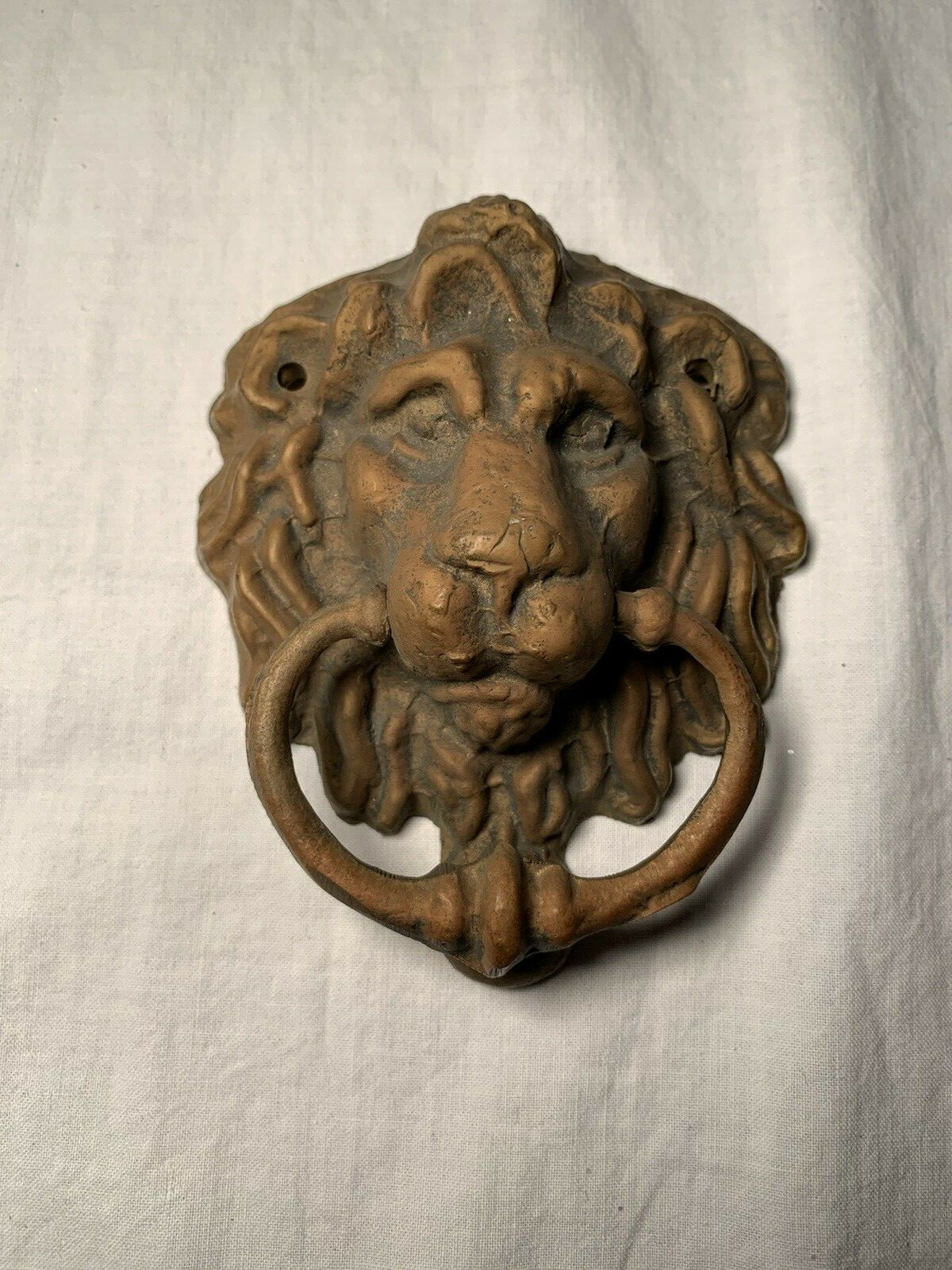 Vintage Brass Lion Head Door Knocker