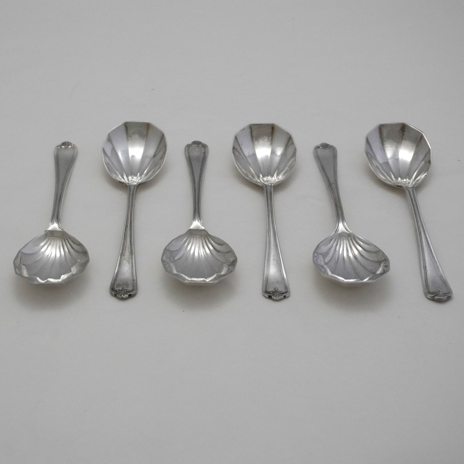 JESMOND Design Sheffield Made Silver Service Cutlery Six Scalloped Fruit Spoons