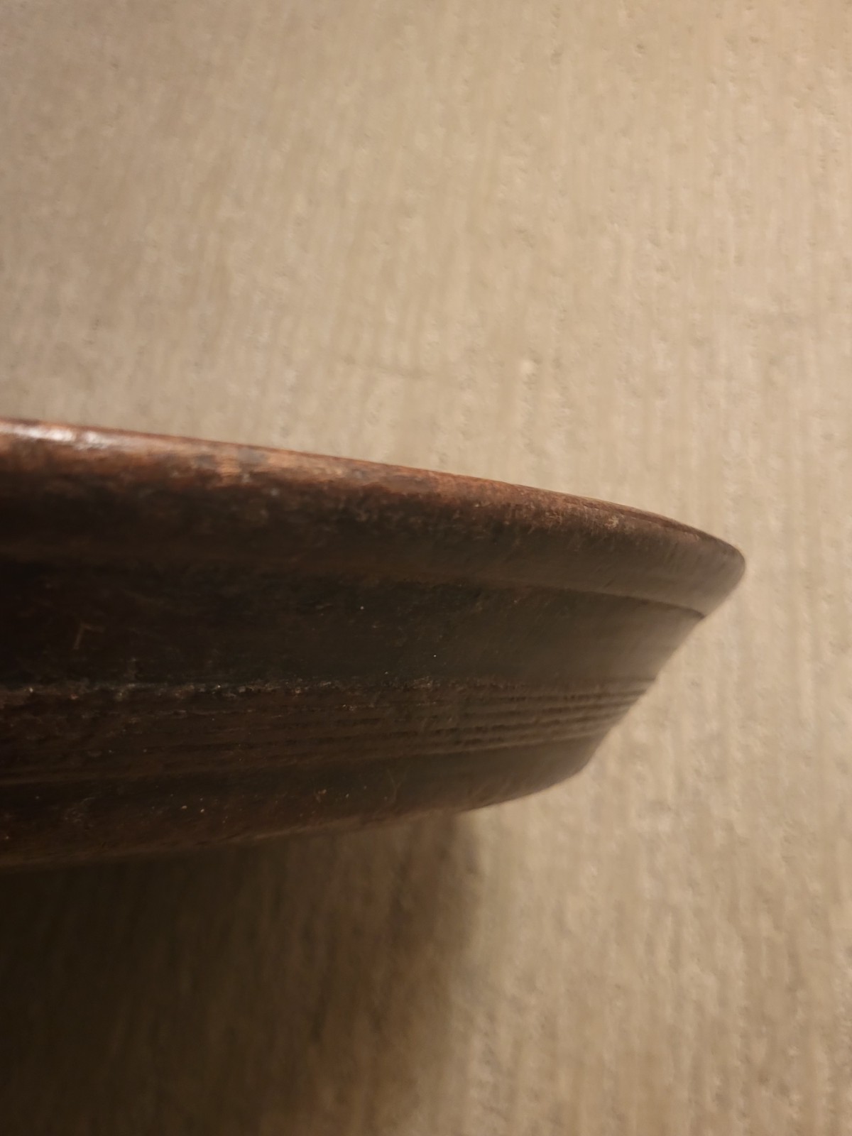 Antique Primitive Extra Large 22” Hand Turned Rare Wood Bowl 2.5 In Deep