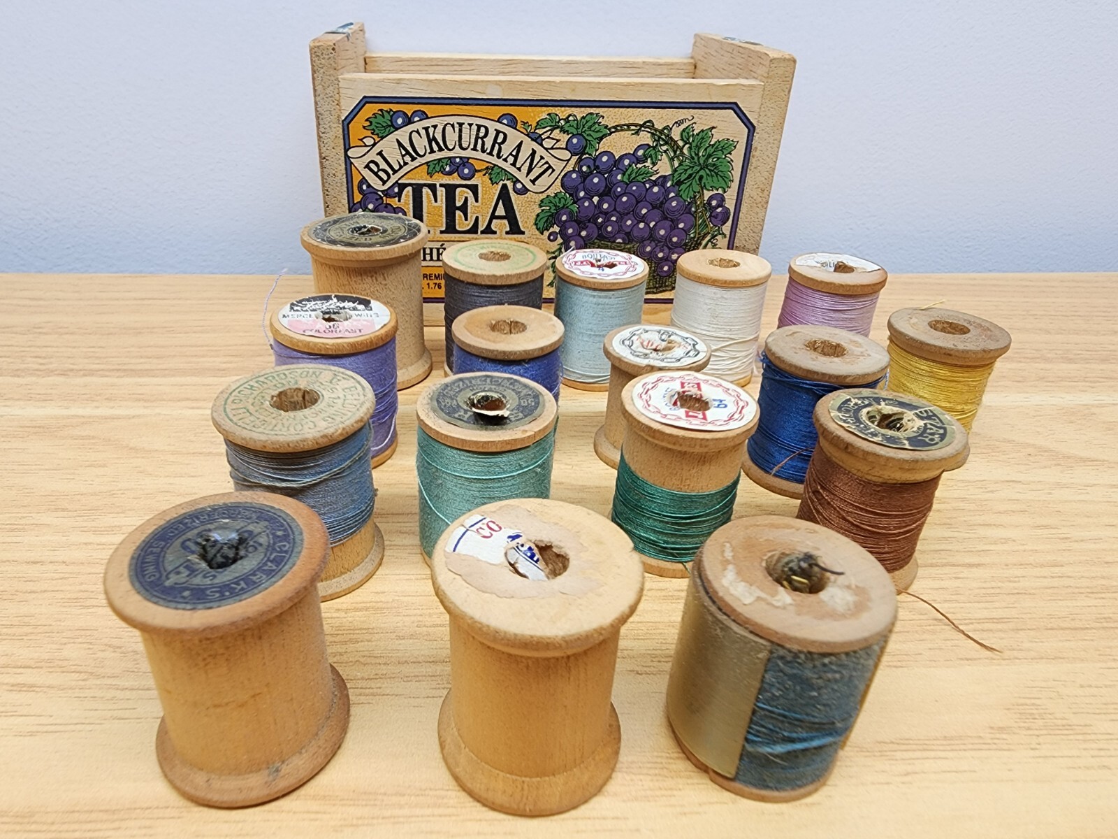 Antique 1880s J&P Coats, Clarks, Ivory Brand Thread Wood Spools Lot Cotton Rare