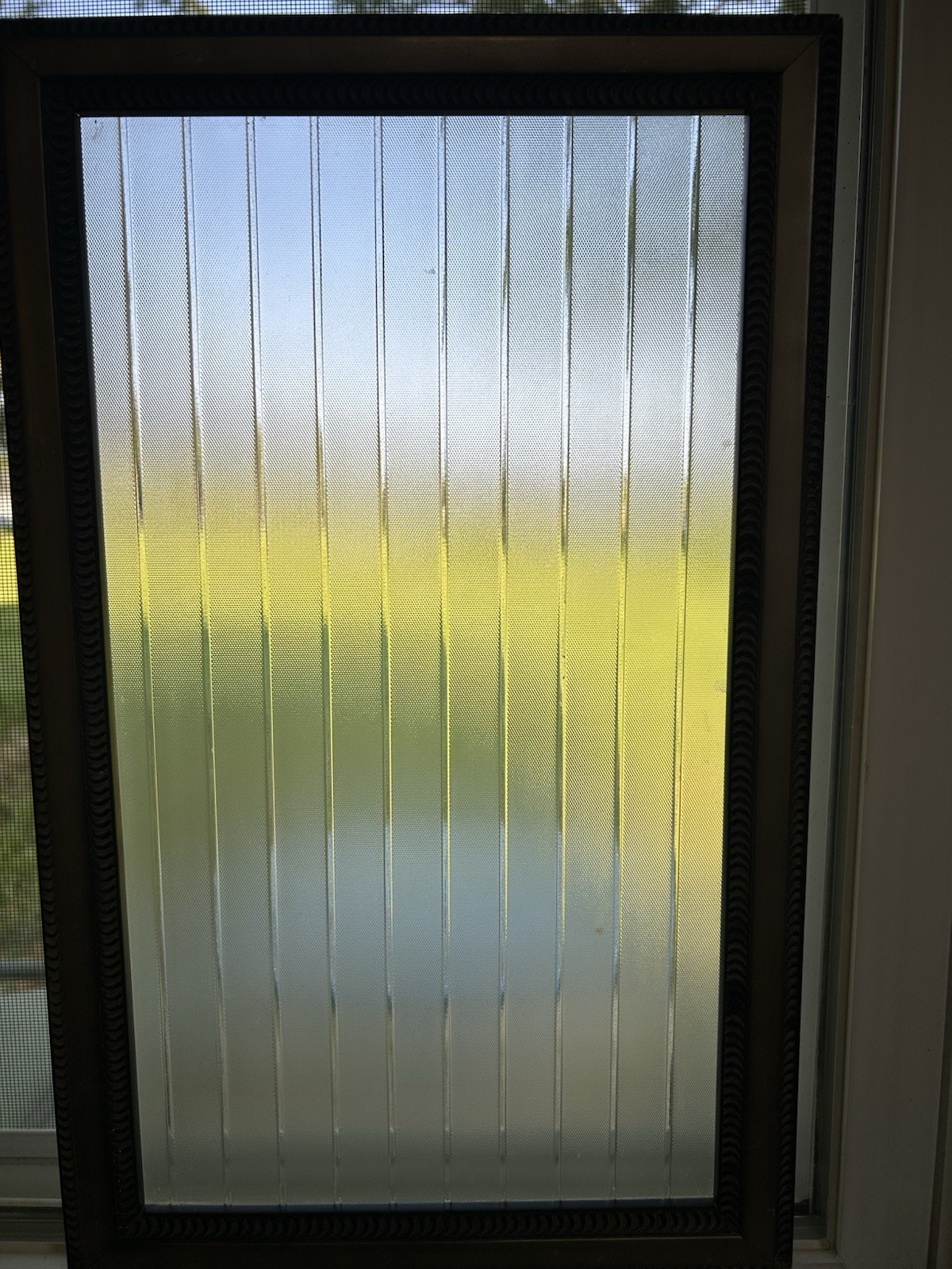 Vintage Framed Privacy Glass Rare Architectural Wear Is Shown In Photos