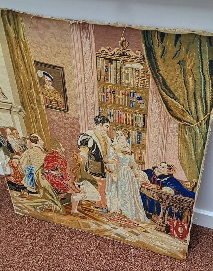 Large Mid 19th Century Woolwork Tapestry Mary I History