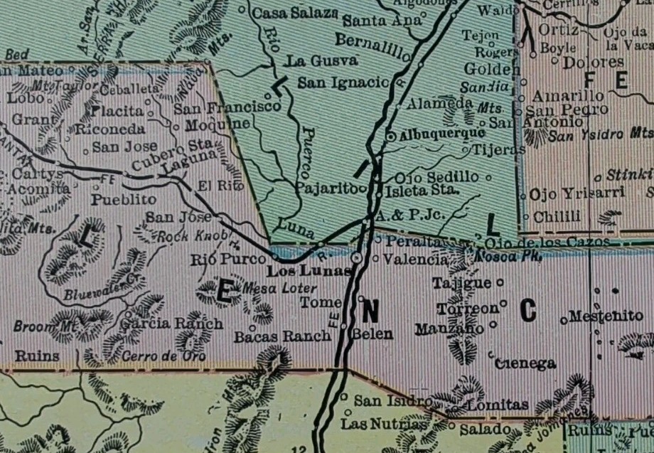 Vintage 1899 NEW MEXICO TERRITORY Map 11″x14″ Old Antique Original LOS LUNAS NM