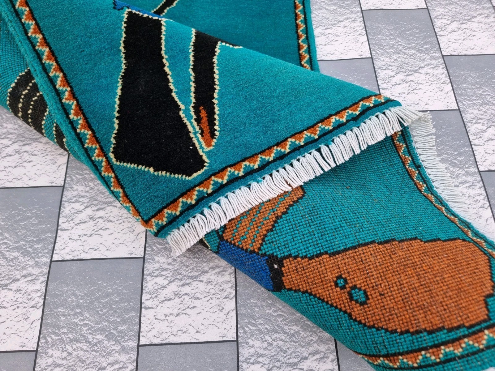 Style Ak 47 Handmade Vintage Afghan War Rug Knotted Rug Hanging decor Rug