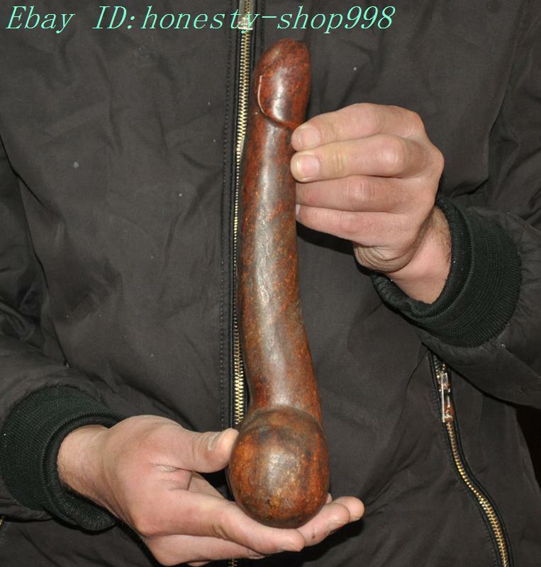 10.4″China Hongshan Culture old jade FengShui male genitalspeople Phallus statue