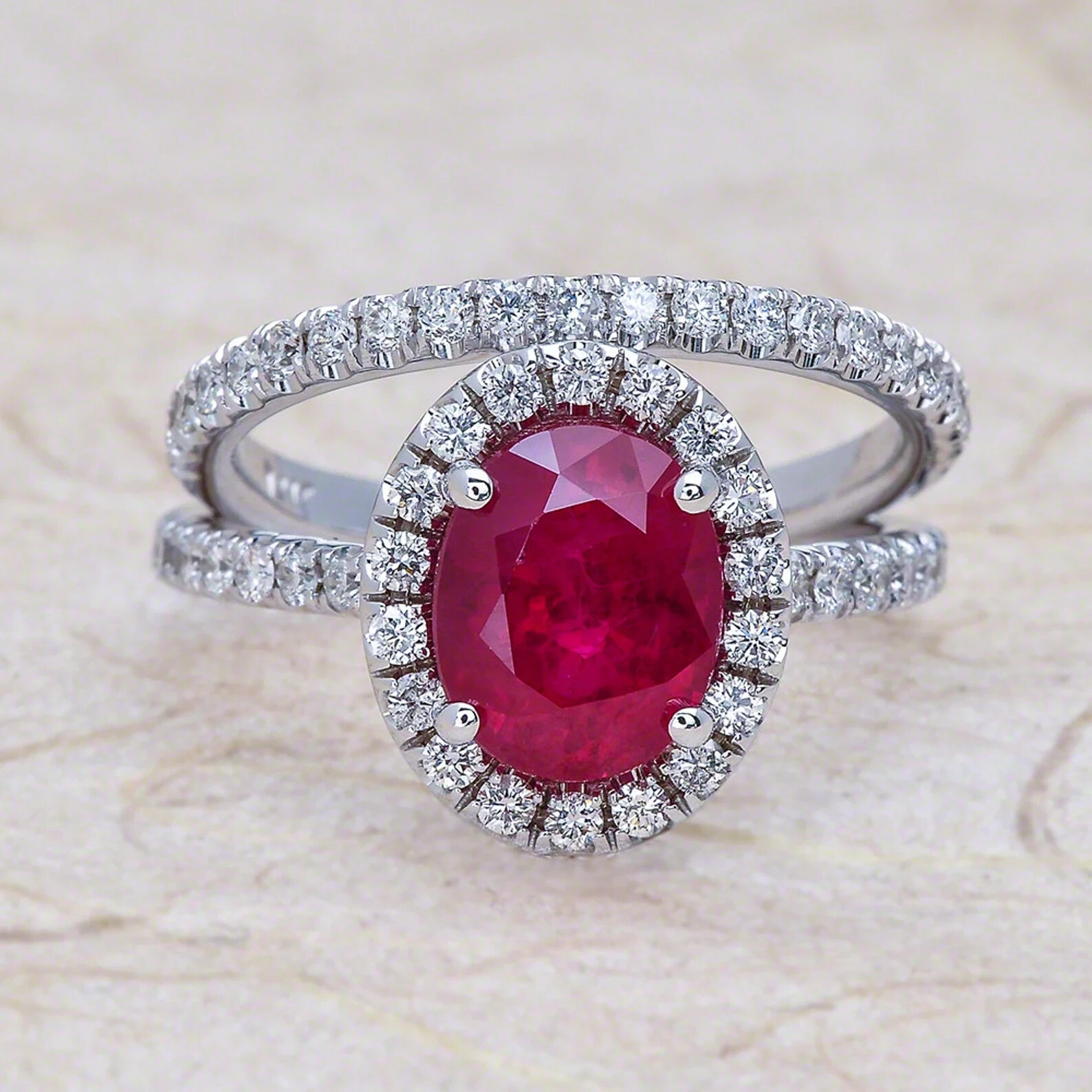 3.00 Ct Natural Ruby Diamond Engagement Wedding Ring 14K Solid White Gold Size 8