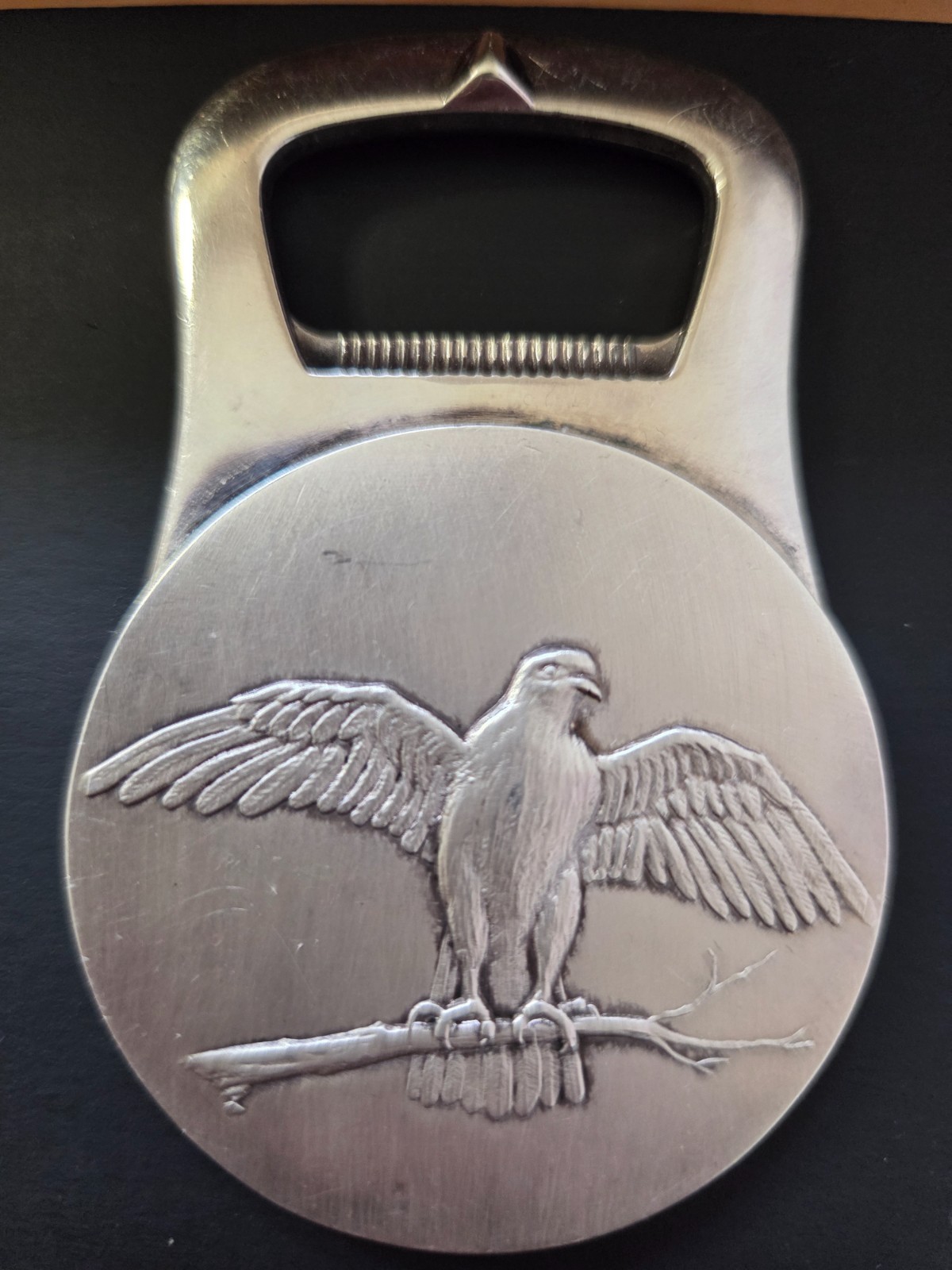 Christofle Bottle Opener Silver Plated Palm Trees/Hawk.