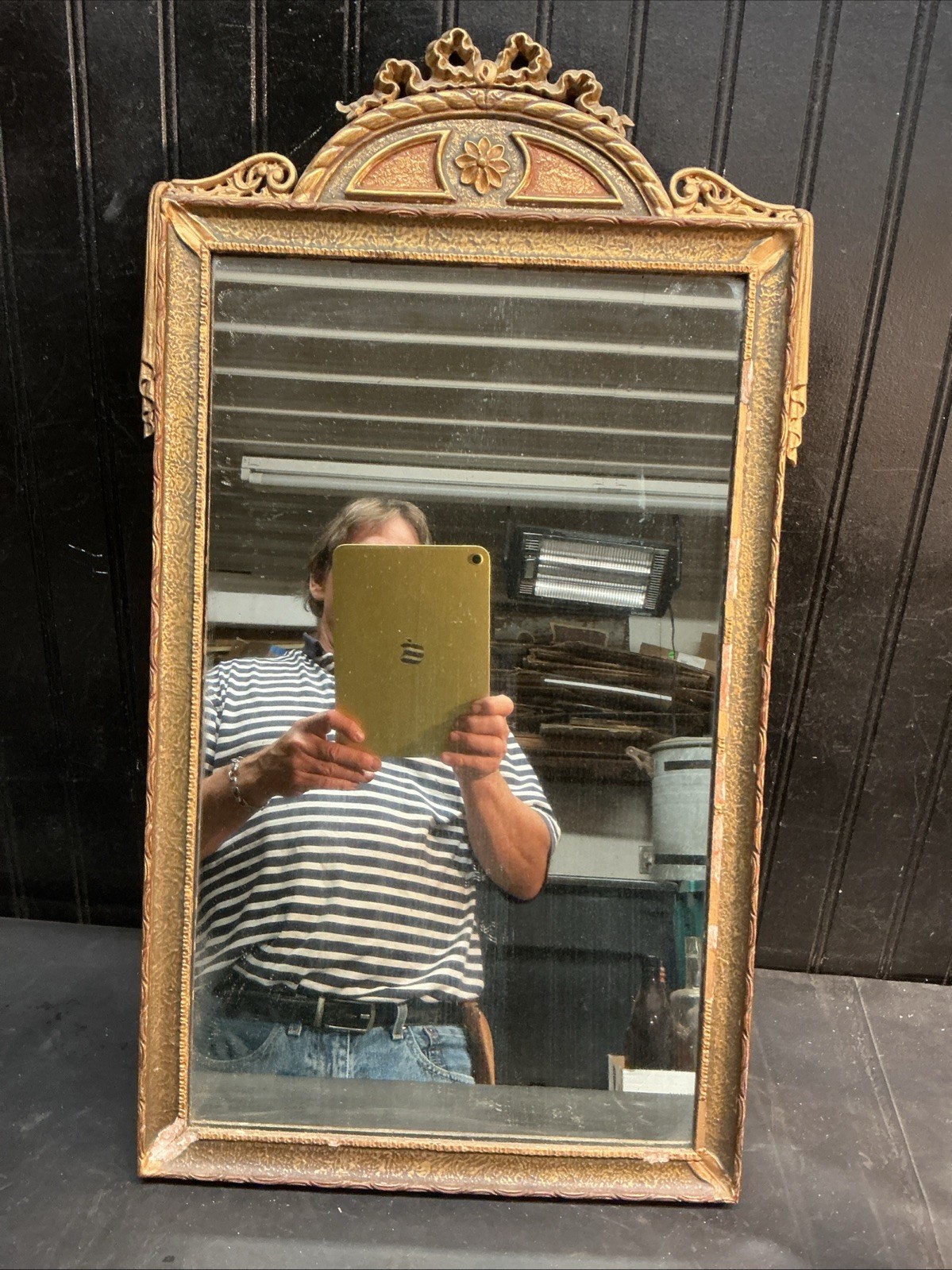 Antique Ornate Victorian Gold Gilt Gesso Wall Mirror 24″ Tall x 14″ Wide