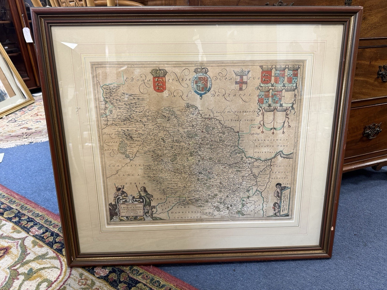 Map Of North Riding Yorkshire Original Copper Plate Map c1646/59 by Jan Jansson