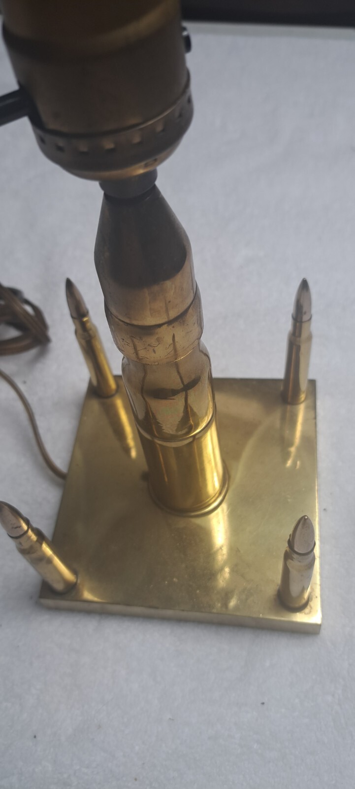 Vtg WW2 Trench Art ? Brass Lamp Various Bullets Man Cave