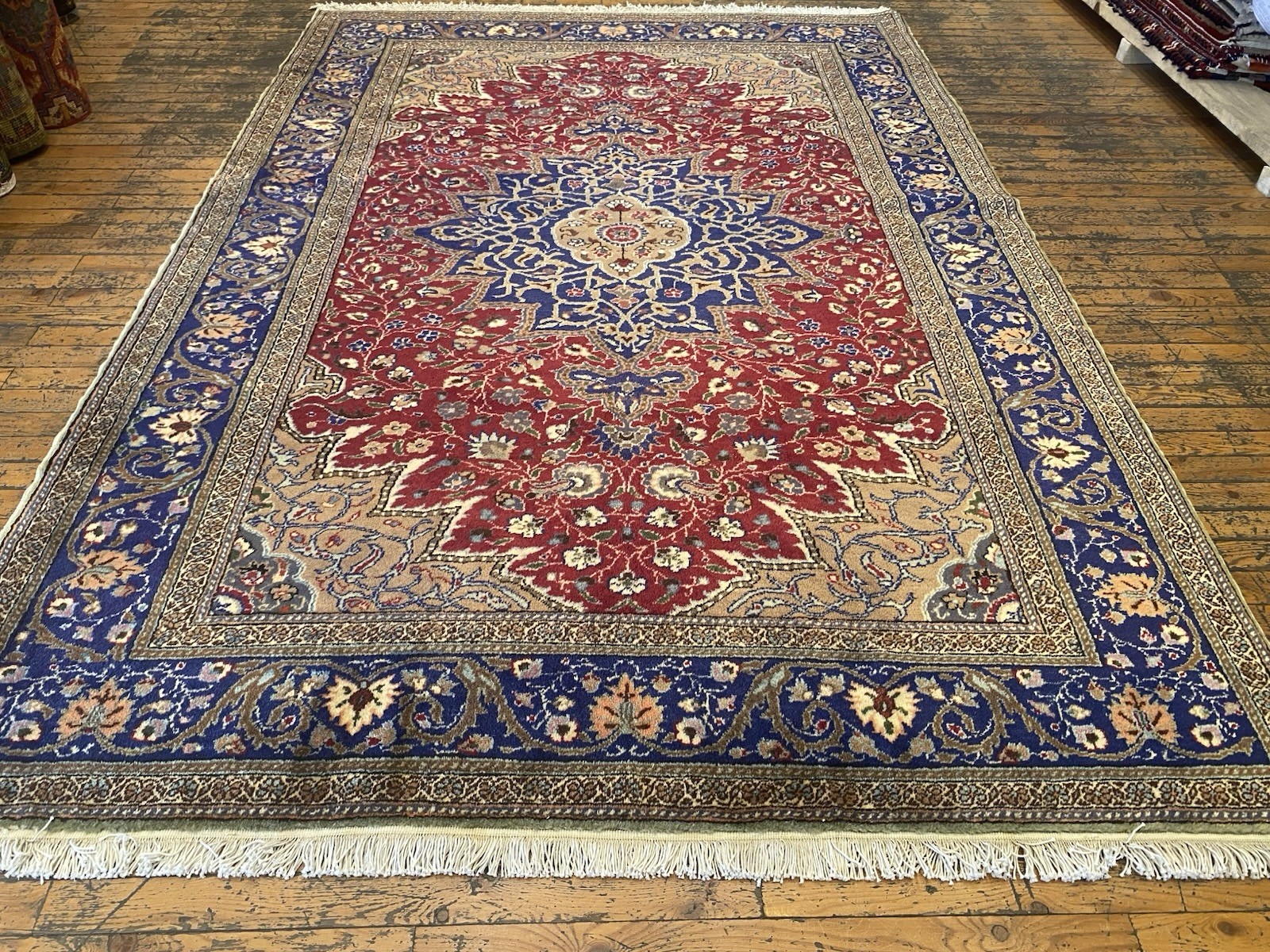 Rare Vintage 1960-1980s Natural Dye Wool Pile Legendary Kayseri Rug 4’9”x7’2”ft