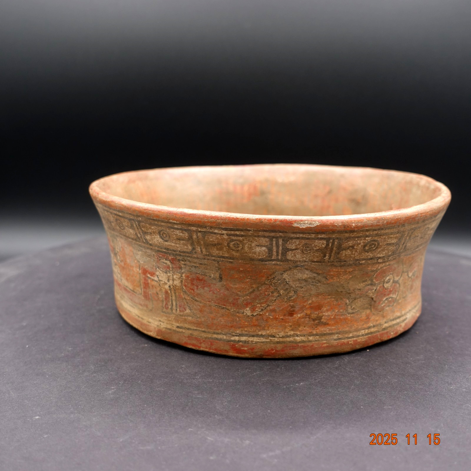 Pre-Columbian Authentic Artifact Ceramic Pottery Poly-Chrome Maya Bird Bowl