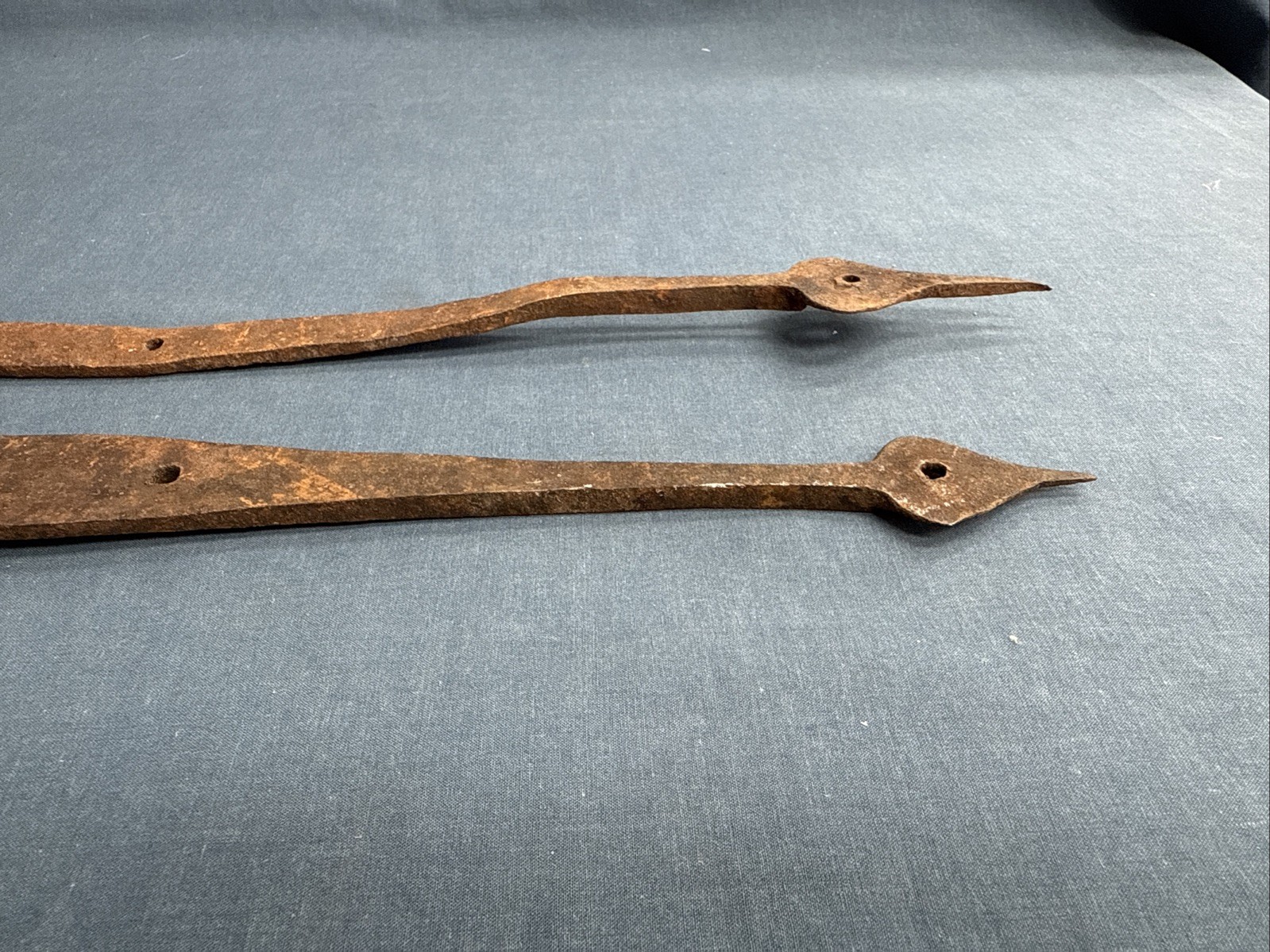 2 Large Antique Strap Hinges Wrought Iron Barn Door Hardware 30 1/4″ & 29 3/4″
