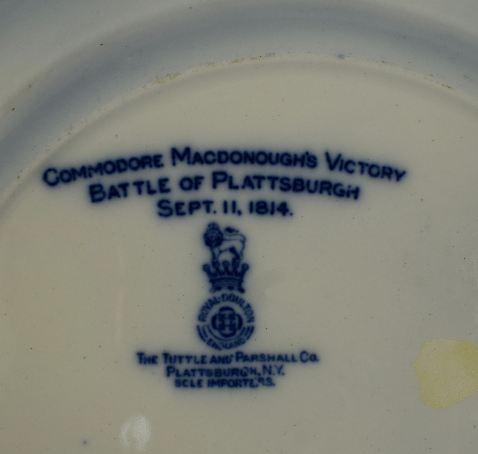 Royal Doulton Flow Blue Commodore Macdonough’s Victory Battle Plattsburg Plate