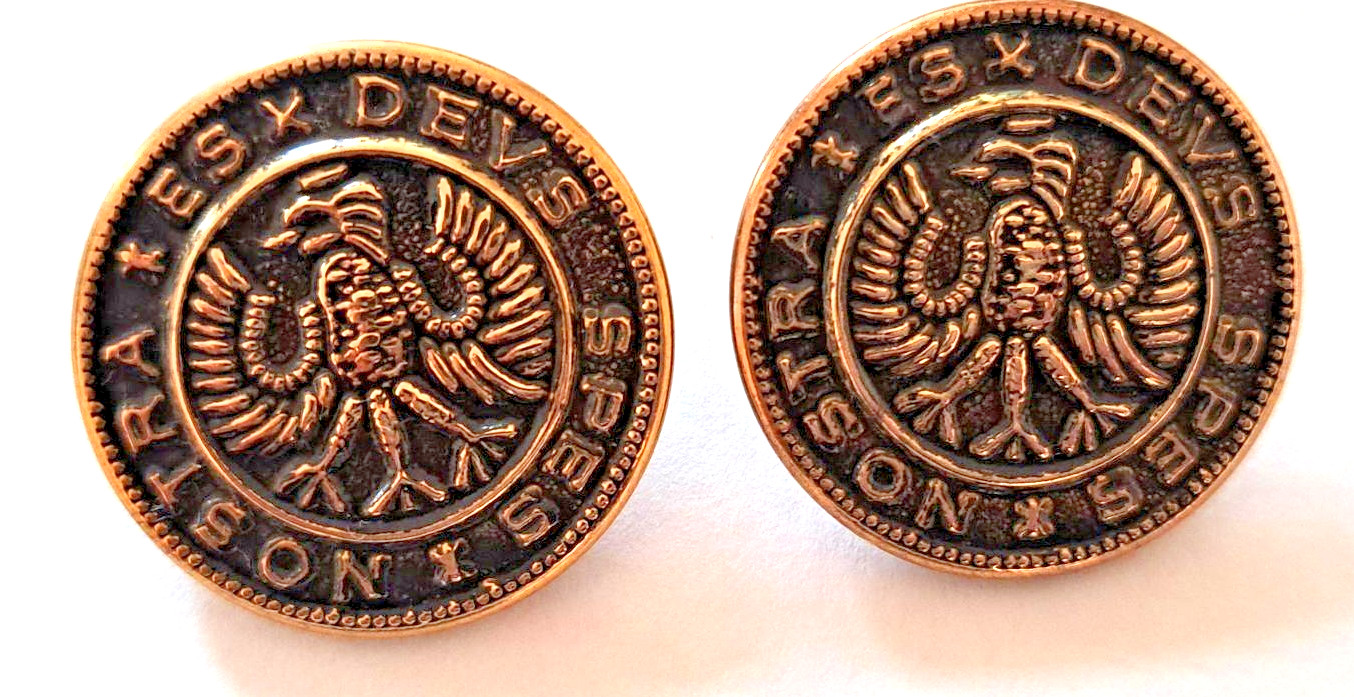 2 Hessian British Soldier Army 1″ Buttons”Es Devs Spes Nostra” Golden MetalShank