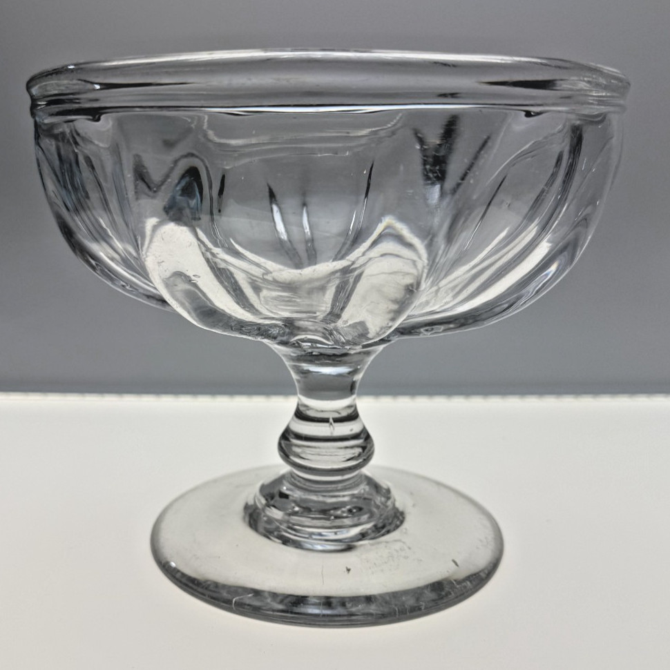 8 Rib Pillar Molded Flint Glass Compote Pittsburgh c.1840-1860 Open Pontil