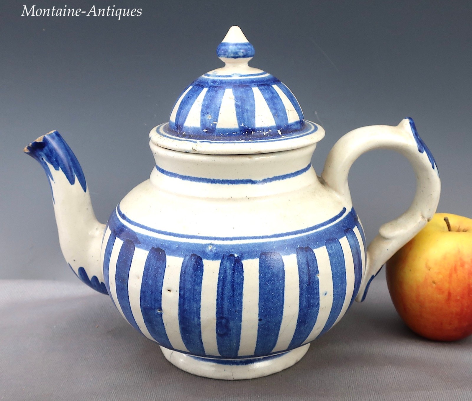 Glazed Decorated Earthenware Teapot 19th cent