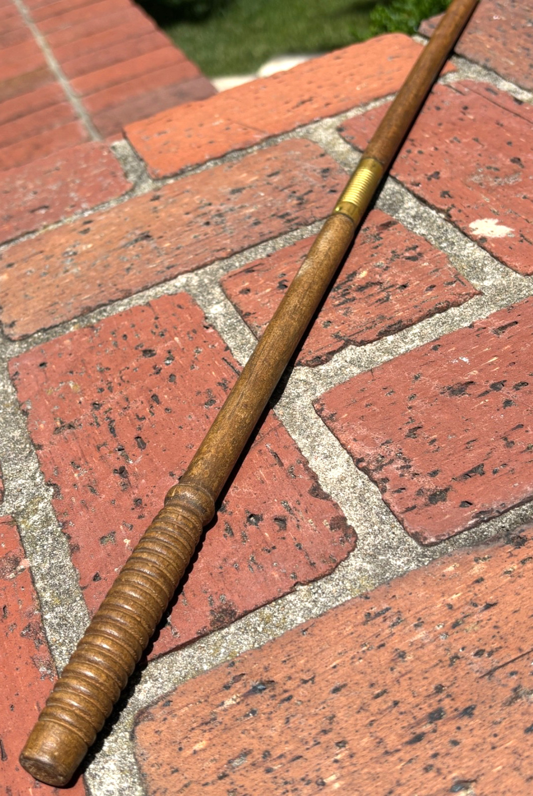 Vintage/Antiq. Venetian Blind Turner & Tilt Rod ~ Wooden & Brass 3 Piece 37-1/4″