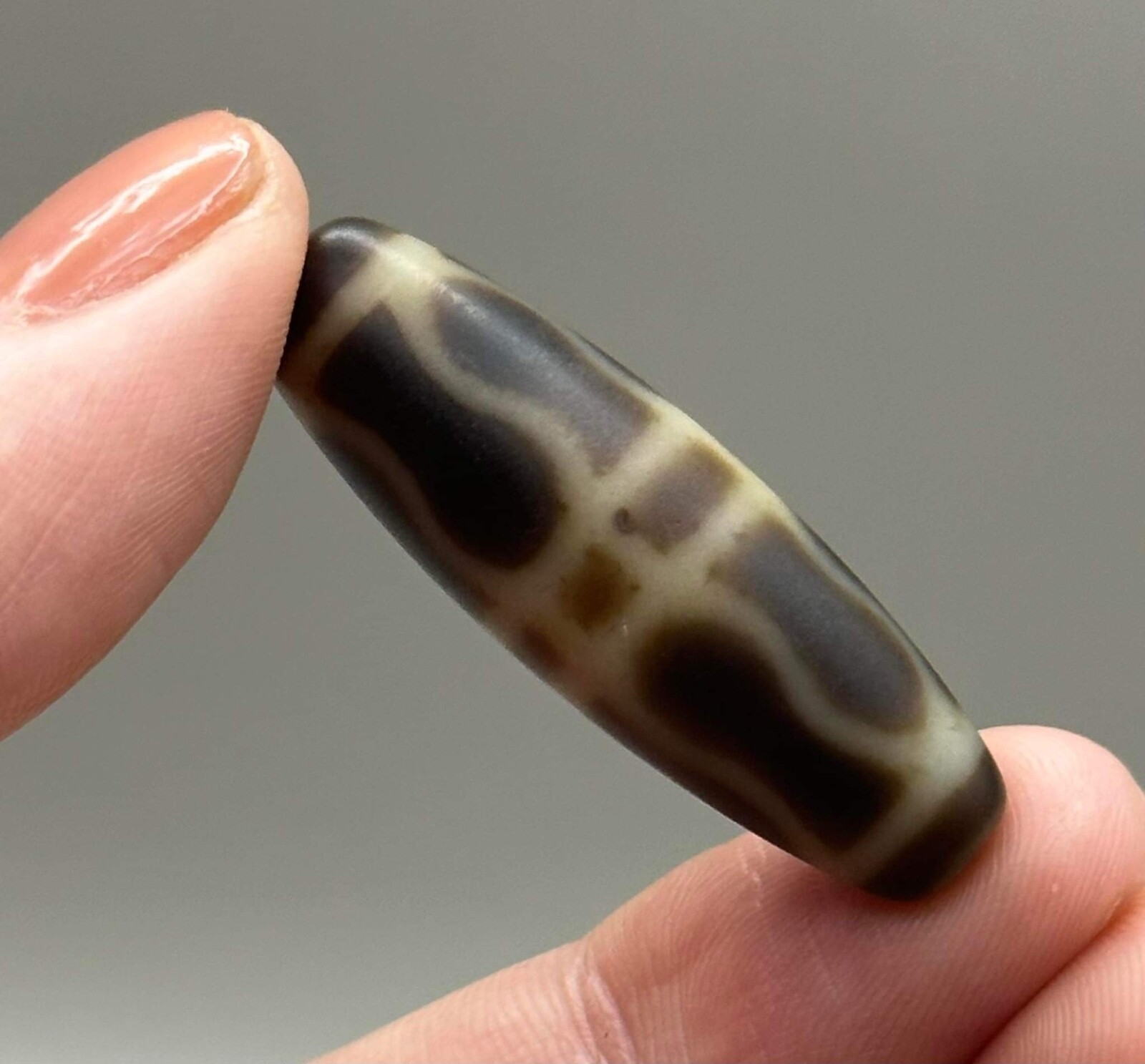 Ancient Tibetan Central Asian Etched Agate Longevity Dzi Bead in Good Condition