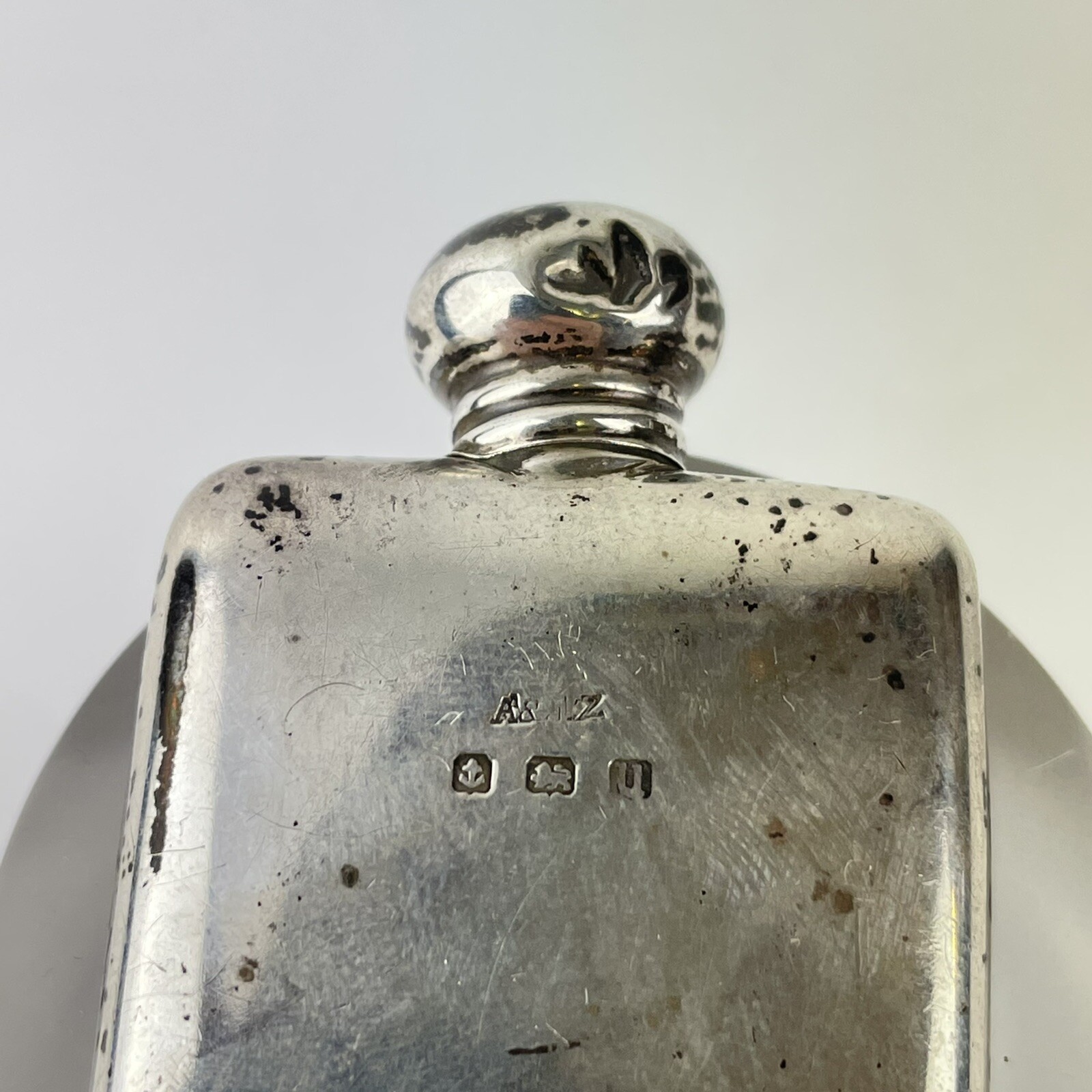 Antique Solid Silver Flask Form Scent Bottle 5.6cm A & J Zimmerman 1919