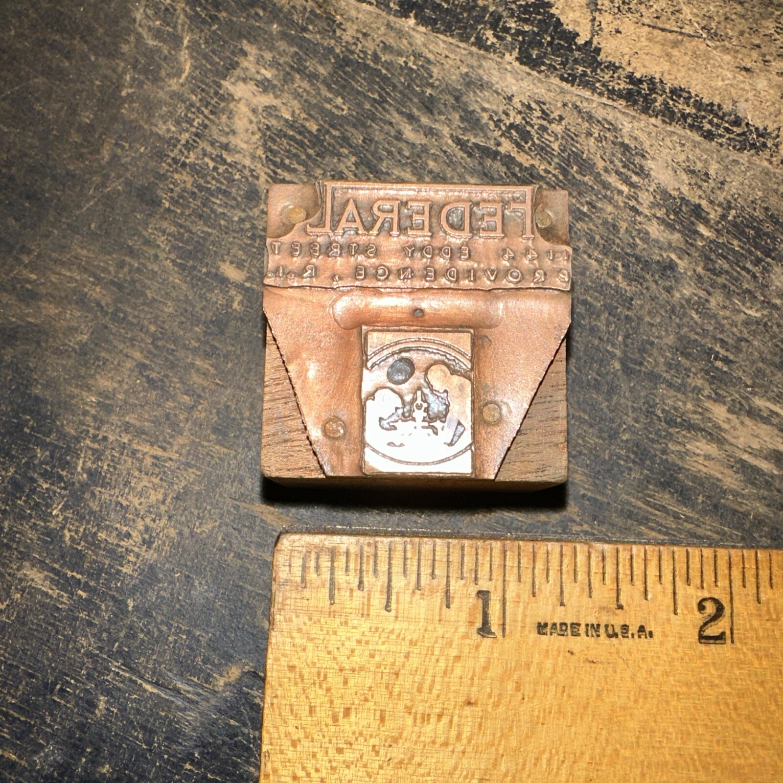 (Print Block) “ Federal 1144 Eddy St. Providence R.I.” Early Copper Face!