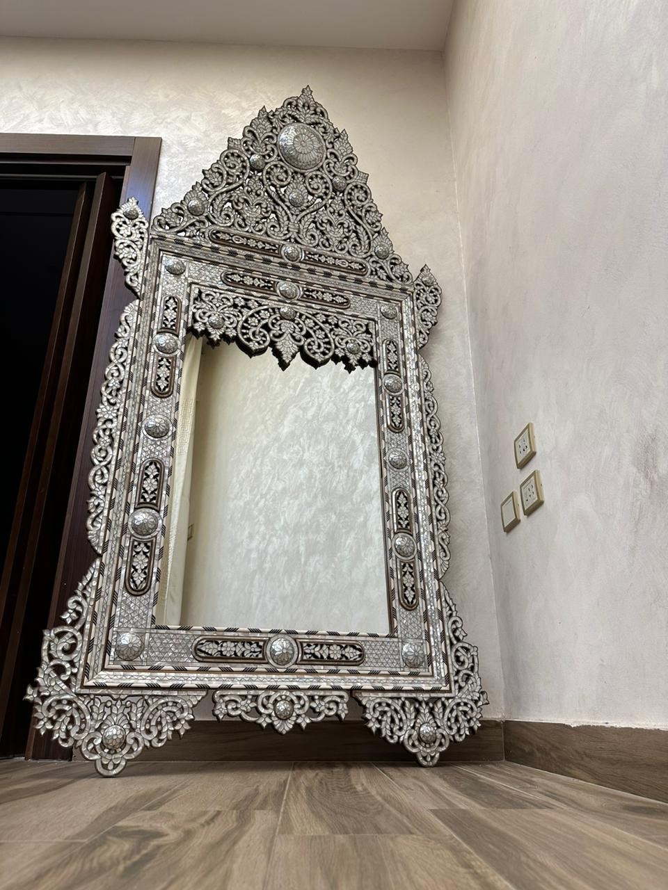 RARE Vintage 83” Syrian Mother of Pearl Inlay Mirror – Handcrafted Masterpiece