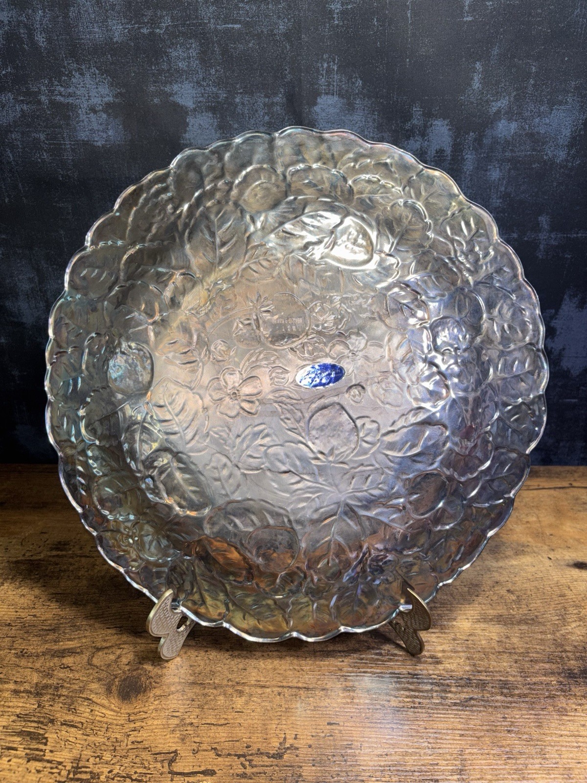 Antique Reed & Barton 13” Silverplate Repoussé Strawberry Charger Plate # 115