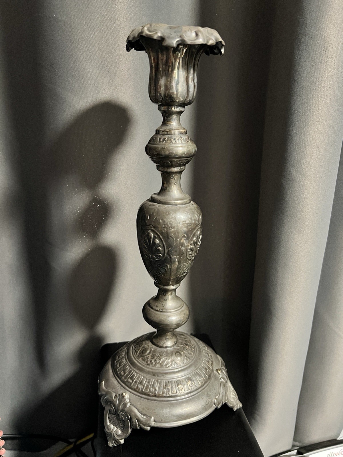 Antique Fraget Silver-Plated Candlestick – Model 3340 with Original Bobeche