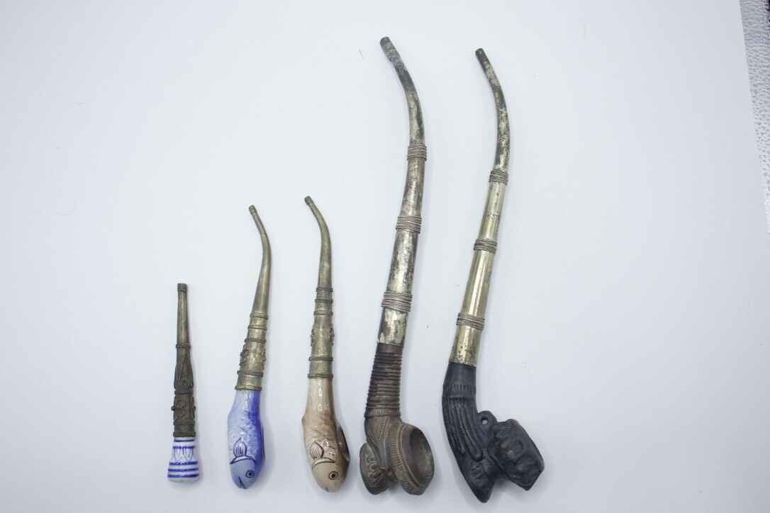 Vintage Asian Smoking Pipes VTG Thai Burmese Laos Smoking Pipes 19 /20th Century