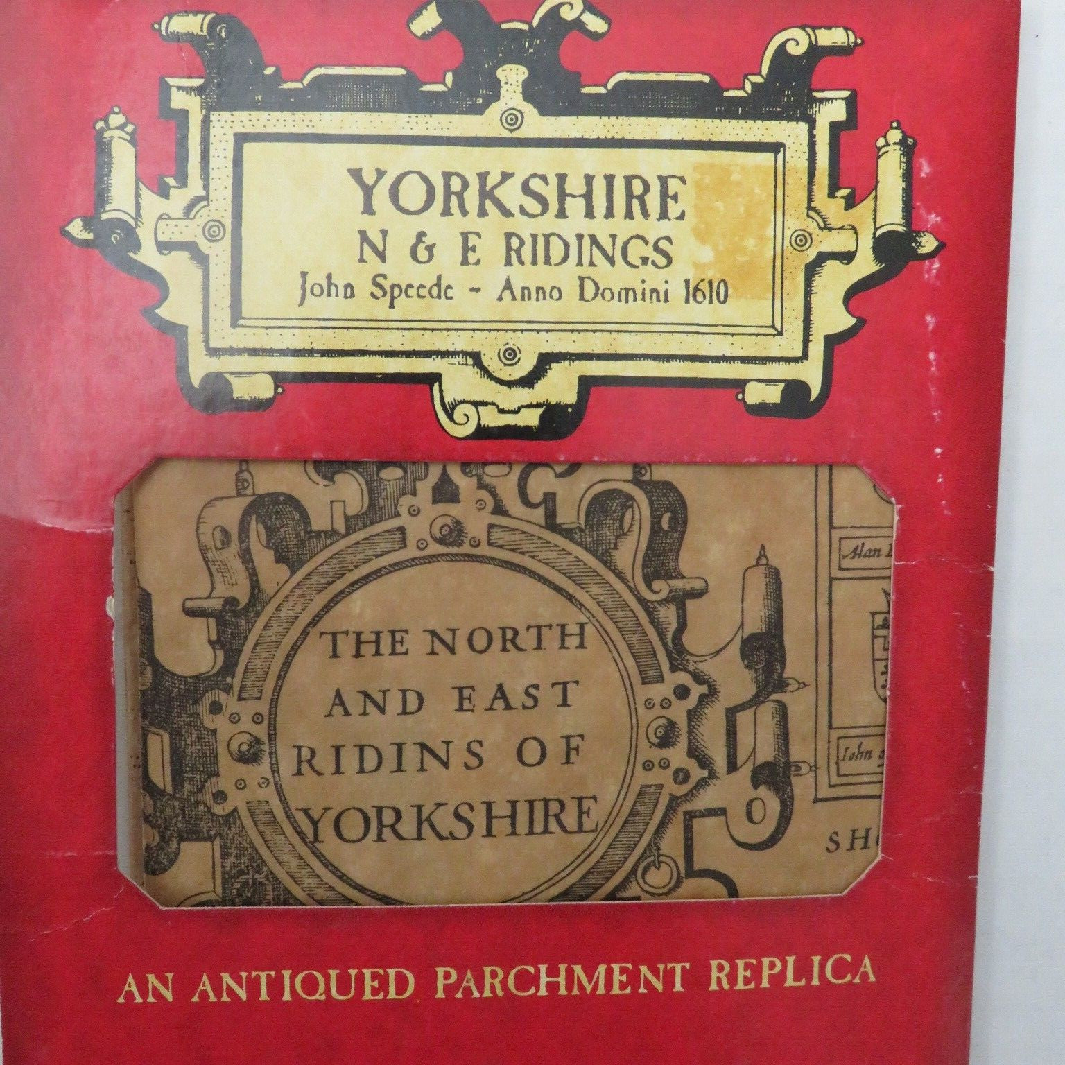 Antiqued Parchment Replica Map Yorkshire Ridings 1610 The Olde Map Company 1991