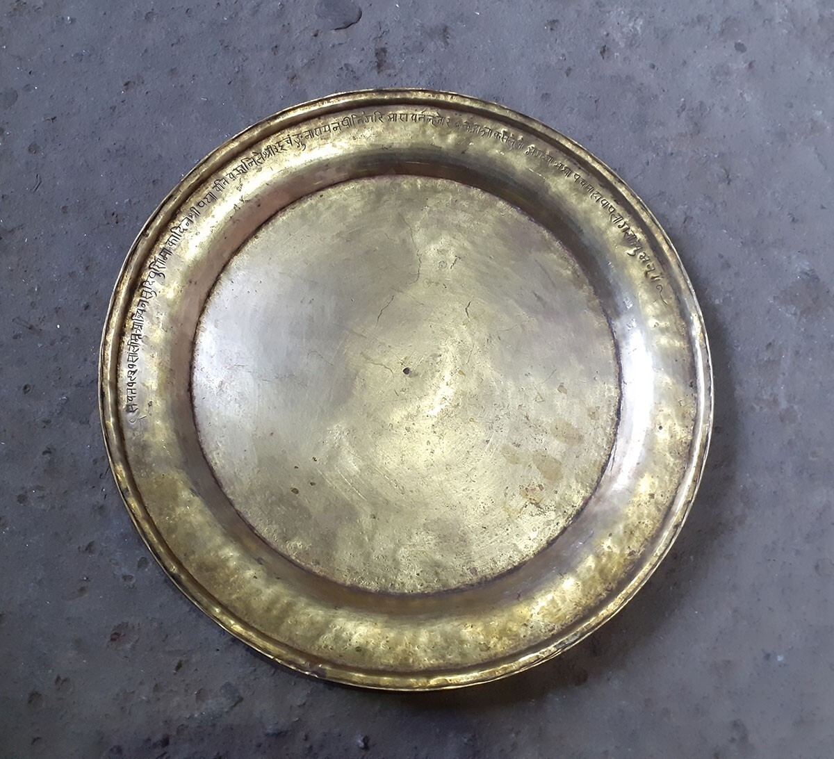 Vintage Antique 148 years old Ritual Religions Hinduism Brass Gold Puja Thali