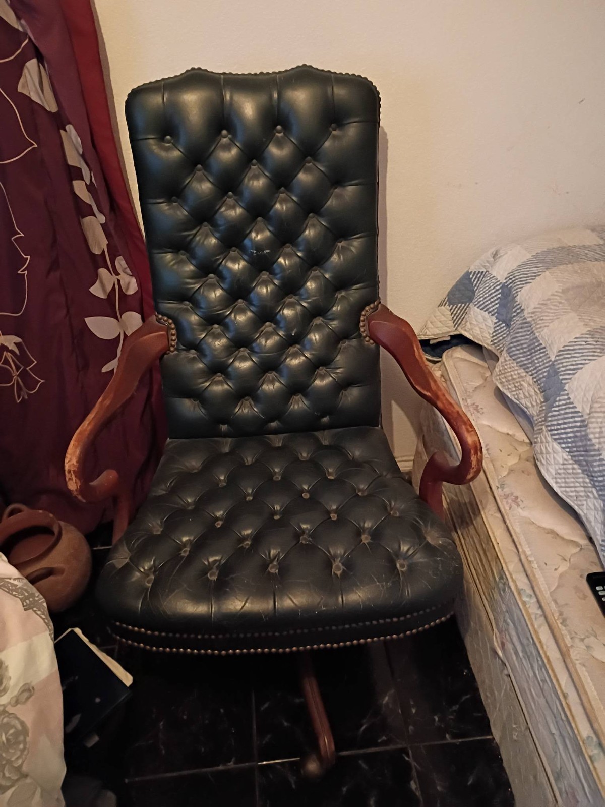 Schaeffer Brothers Vintage Swivel Chair Green