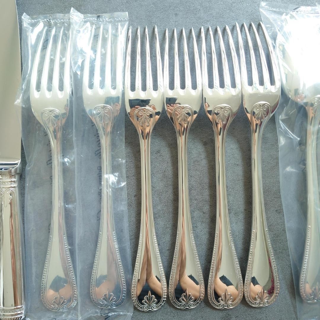 Christofle Malmaison Flatware Set 30pc Service for 6 Silver Plated w/Box France