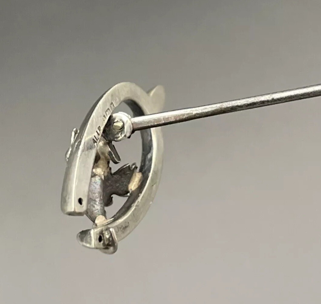 Scottish Thistle Amethyst Stone & Wishbone Sterling Silver Hatpin English 1909