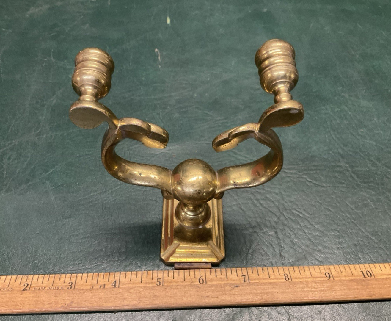 Antique Brass Fireplace Double Jamb Hook ~ Chippendale