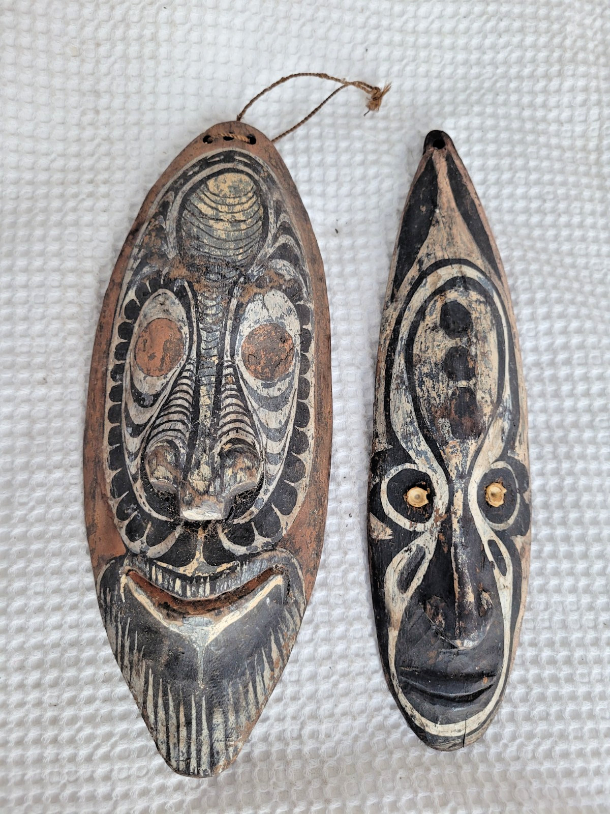 Vintage Papau New Guinea Tribal Wooden Masks, 2 Pieces