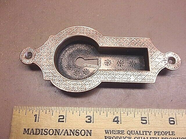 Fancy & Unique Sunken Skeleton Key Escutcheon 6 1/4″ x 2 3/4″ Brass Flashed LQQK