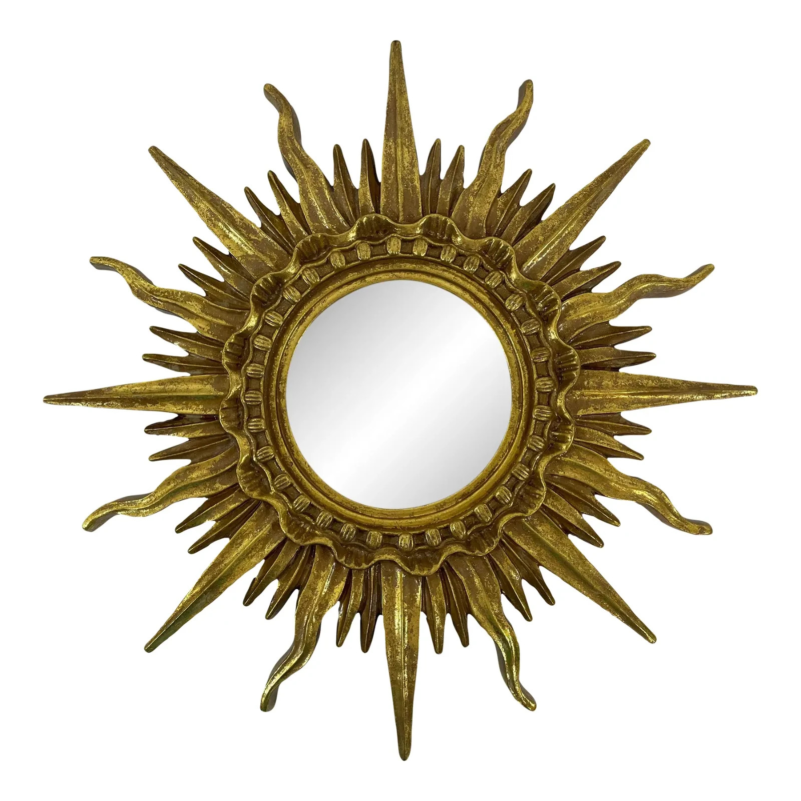 1960s French Style 17.25″ Gilded Sunburst Wall Mirror