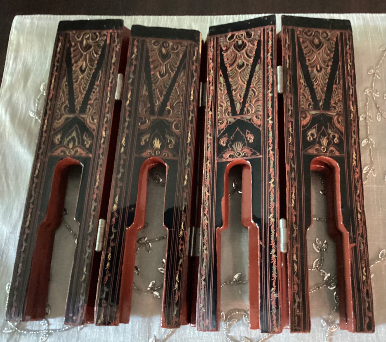 Burmese Lacquerware Octagonal Folding Tea Table