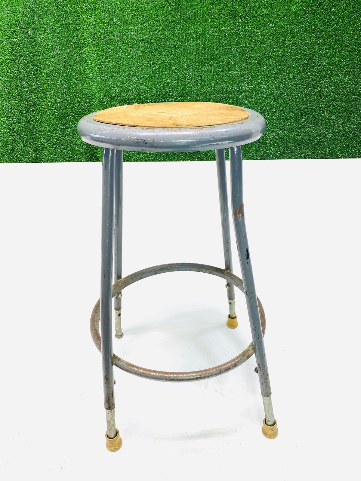Vintage Industrial Metal Shop School Stool Chair 24″ Seat Height Science Class