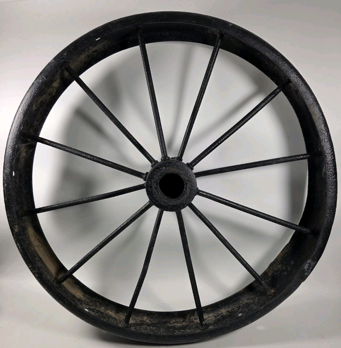 Large Vintage Cast Iron 12 Spoke Wheel 28” Tractor Wagon Black
