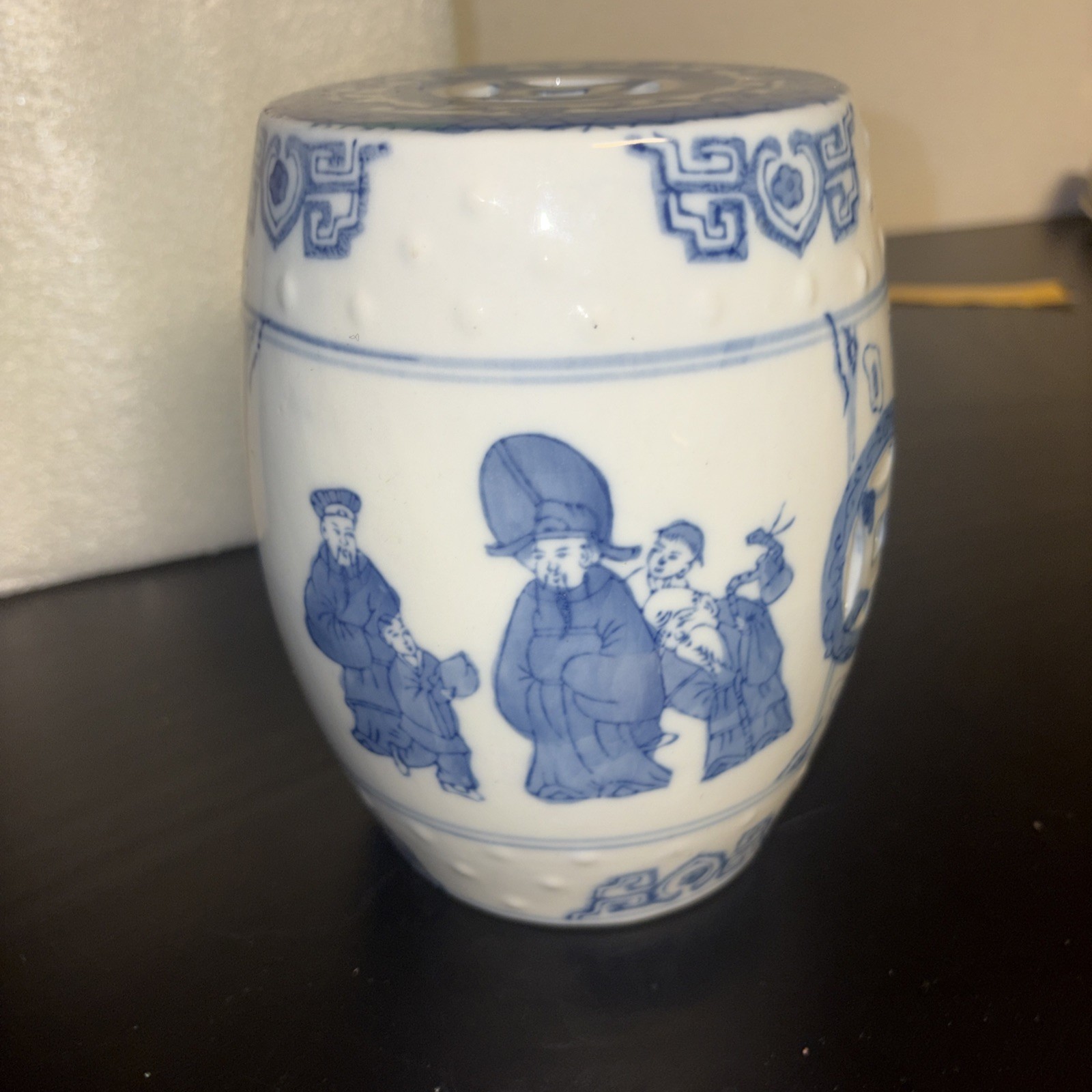 Antique Chinese Small Garden Seat Pierced China Original 6” Tall